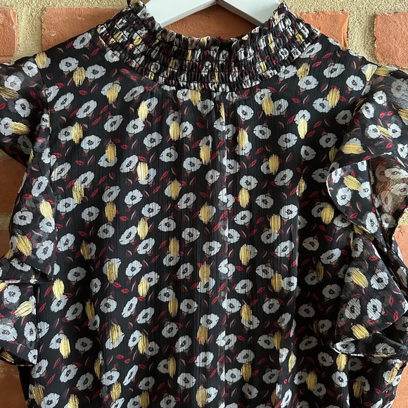 Sam Edelman Black Shimmer Mini Dress with Ruffles. Size 4. - Picture 2 of 5